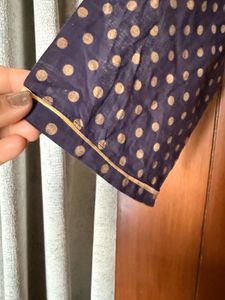 Vibrant Striped Kurta with Gold Print