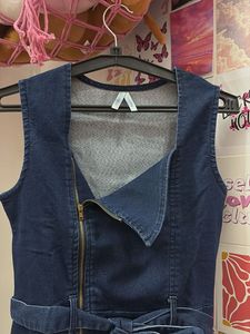 Denim Dress with Zipper Detail