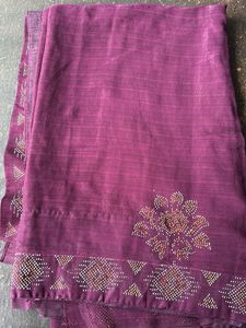 Beautiful Purple Embellished Saree