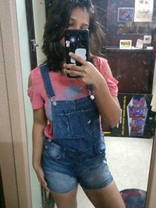 Blue Denim Short Overalls