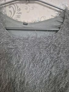 Gray Fuzzy Crop Top