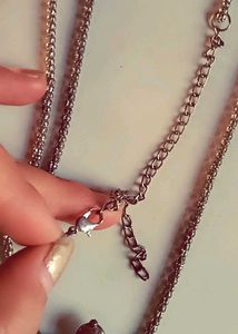 Boho Layered Chain Necklace with Triangle Pendant