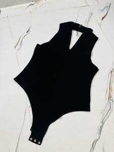 Sleek Black Halter Neck Bodysuit
