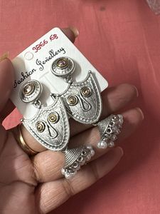 Unique Tribal Design Earrings with Pearls