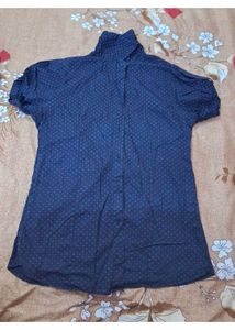 Navy blue polka dot shirt
