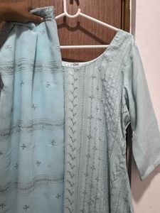 Elegant Light Blue Embroidered Kurta