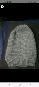 Grey woolen cap with fur inside