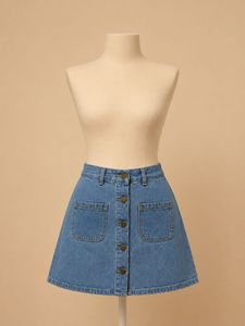 Classic Denim Button-Up Mini Skirt