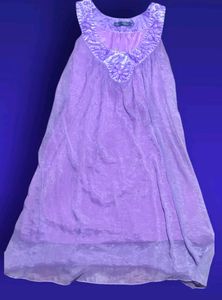 💜 Elegant Purple Shimmer Sleeveless Nighty | Soft
