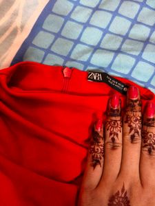 Chic Red Mock Neck Top