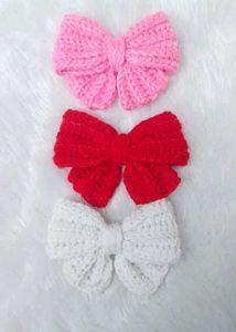 Crochet Hair Bows - Set of 3