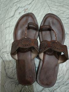 Brown Leather Ethnic Flats