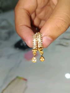 Elegant Gold Dangle Earrings with CZ