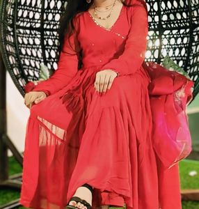 Stunning Red Ethnic anarkali set