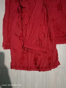 Red Chicken Kari Kurta Set