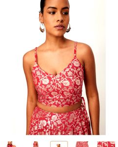 Vibrant Red Brocade Lehenga Set size S