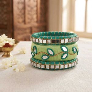 Embroidered Mirror Work Bangles Set💚
