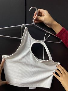 White Cutout Crop Tank Top