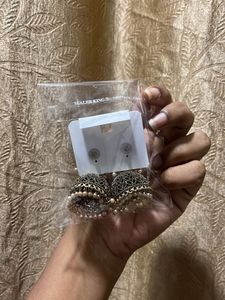 Oxidised Jhumka Earrings with Pearls