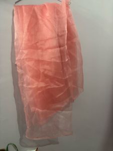 peach organza saree