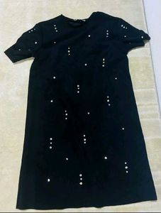 Zara Black Embellished Mini Dress