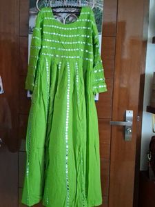 Vibrant Green Mirror Work Kurta