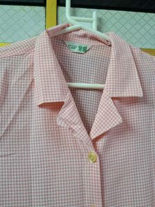 Pink Gingham Button-Up Shirt