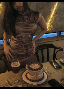 Unique Brown Print Maxi Dress