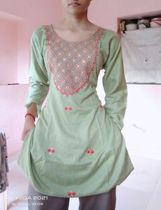 Light Embroidery Work Pista Kurti