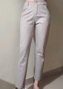 Combo Of 2 Trousers Grey Checked And Beige