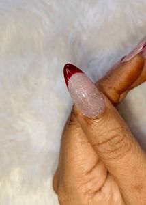 Red French cat eyes Nails