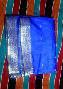Royal Blue pure silk Saree with Gold Border