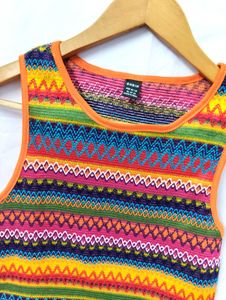 Vibrant Geometric Print Sleeveless Top