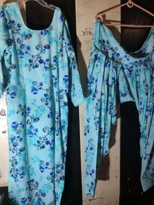 Light Blue Floral Kurta Set