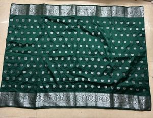 Treditional silver border saree