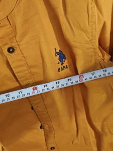 U.S. Polo Assn. Boy'sChinese collar Mustard Shirt(