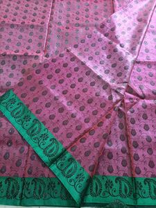 New Beautiful Pink And Green Saree