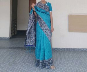 Blue Printed Saree