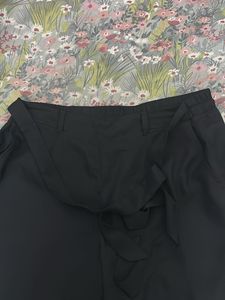 Black Pleated Wide Leg Trousers