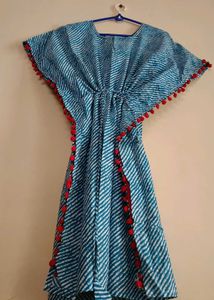 Boho Kaftan Dress with Pompom T