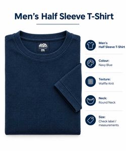 Men's Navy Blue Waffle Knit T-Shirt