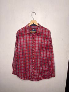 Men's Red Plaid Long Sleeve Shirt