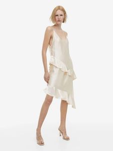 45 H&amp;M Flounced satin Slip dress