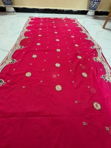 Stunning Pink pearl work Embroidered Saree
