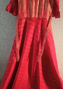 Beautiful Red Ethnic Gown with Golden Print