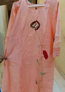 Peach Palazzo dress with Lace Trim