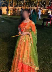 Beautiful Orange & Green Lehenga Choli