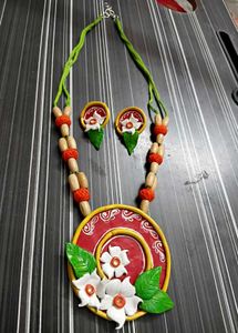 NEW HANDMADE Terracotta Necklace & Earring Set