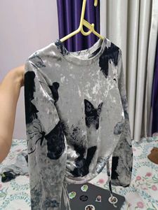 korean Butterfly Print fitted top