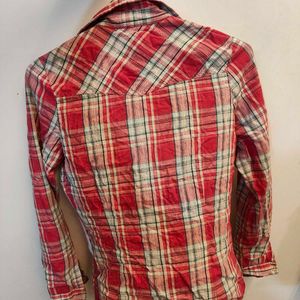 Pink Plaid Button-Up Shirt